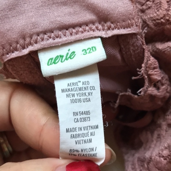 Aerie Real Power Balconette Lightly Lined Eyelash Lace Bra pink size 32D - Picture 7 of 7